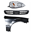 3-Piece Kit Passenger Side Halogen Headlight, Without bulb(s), OE Replacement, Includes (1) Fender, (1) Grille Assembly and (1) Headlight