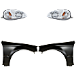 4-Piece Kit Driver and Passenger Side Halogen Headlight, Without bulb(s), OE Replacement, Includes (2) Fender and (2) Headlight