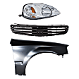 3-Piece Kit Passenger Side Halogen Headlight, Without bulb(s), Sedan, Includes (1) Fender, (1) Grille Assembly, and (1) Headlight