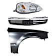 3-Piece Kit Passenger Side Halogen Headlight, Without bulb(s), Sedan, Includes (1) Fender, (1) Grille Assembly, and (1) Headlight