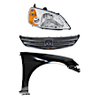 3-Piece Kit Passenger Side Halogen Headlight, Includes (1) Fender, (1) Grille Assembly, and (1) Headlight