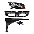 3-Piece Kit Passenger Side Halogen Headlight, Sedan, Includes (1) Fender, (1) Grille Assembly, and (1) Headlight
