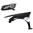 2-Piece Kit Driver Side Halogen Headlight, With bulb(s), Sedan, OE Replacement, Includes (1) Fender and (1) Headlight