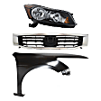 3-Piece Kit Passenger Side Halogen Headlight, Sedan, Includes (1) Fender, (1) Grille Assembly, and (1) Headlight