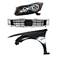 3-Piece Kit Driver Side Halogen Headlight, Sedan, Includes (1) Fender, (1) Grille Assembly, and (1) Headlight