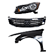 3-Piece Kit Driver Side Halogen Headlight, Sedan, Includes (1) Fender, (1) Grille Assembly, and (1) Headlight