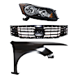 3-Piece Kit Passenger Side Halogen Headlight, Sedan, Includes (1) Fender, (1) Grille Assembly, and (1) Headlight, CAPA Certified