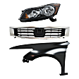 3-Piece Kit Driver Side Halogen Headlight, Sedan, Includes (1) Fender, (1) Grille Assembly, and (1) Headlight, CAPA Certified