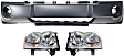 3-Piece Kit Driver and Passenger Side Halogen Headlight, With bulb(s), For Models Without Chrome Insert, OE Replacement, Includes (1) Bumper Cover and (2) Headlight