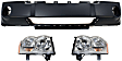 2006 Jeep Grand Cherokee - 3-Piece Kit Driver and Passenger Side Halogen Headlight, With bulb(s), OE Replacement,  Includes (1) Bumper Cover and (2) Headlight