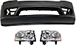 3-Piece Kit, Front Primed Bumper Cover, Sport Utility, Includes (1) Bumper Cover and (2) Headlight