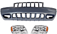 3-Piece Kit Driver and Passenger Side Halogen Headlight, With bulb(s), Sport Utility, OE Replacement, Includes (2) Headlight and (1) Bumper Cover