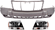 3-Piece Kit, Front Textured Bumper Cover, Includes (1) Bumper Cover and (2) Headlight
