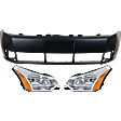 2009 Ford Focus - 3-Piece Kit Driver and Passenger Side Halogen Headlight, With bulb(s), 4-Door, OE Replacement, Sedan,  Includes (1) Bumper Cover and (2) Headlight