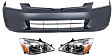 2005 Honda Accord - 3-Piece Kit Driver and Passenger Side Halogen Headlight, Without bulb(s), OE Replacement, Sedan, CAPA Certified  Includes (1) Bumper Cover and (2) Headlight