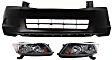 3-Piece Kit Driver and Passenger Side Halogen Headlight, With bulb(s), OE Replacement, Sedan, CAPA Certified, Includes (2) Headlight and (1) Bumper Cover