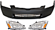 3-Piece Kit Driver and Passenger Side Halogen Headlight, With bulb(s), Sedan, OE Replacement, Includes (1) Bumper Cover and (2) Headlight