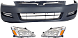 3-Piece Kit Driver and Passenger Side Halogen Headlight, With bulb(s), OE Replacement, Includes (1) Bumper Cover and (2) Headlight