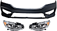 2016 Honda Accord - 3-Piece Kit Driver and Passenger Side Halogen Headlight, With bulb(s), OE Replacement, Sedan, Includes (1) Bumper Cover and (2) Headlight