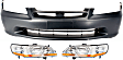 1998-2000 Honda Accord - 3-Piece Kit Driver and Passenger Side Halogen Headlight, Without bulb(s), Sedan, OE Replacement, Includes (1) Bumper Cover and (2) Headlight