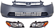 2007 Honda Civic - 3-Piece Kit Driver and Passenger Side Halogen Headlight, Without bulb(s), OE Replacement, Sedan,  Includes (1) Bumper Cover and (2) Headlight