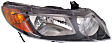 2007 Honda Civic - 3-Piece Kit Driver and Passenger Side Halogen Headlight, Without bulb(s), OE Replacement, Sedan,  Includes (1) Bumper Cover and (2) Headlight