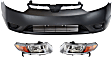3-Piece Kit Driver and Passenger Side Halogen Headlight, With bulb(s), OE Replacement, Includes (1) Bumper Cover and (2) Headlight