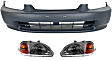 1997 Honda Civic - 3-Piece Kit Front Primed Bumper Cover, Coupe,  Includes (1) Bumper Cover and (2) Headlight