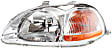 1997 Honda Civic - 3-Piece Kit Front Primed Bumper Cover, Coupe,  Includes (1) Bumper Cover and (2) Headlight