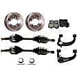 7-Piece Kit Front, Driver and Passenger Side Axle Assembly - New 7-Piece Kit, Includes (1) Brake Pad Set, (2) Control Arm, (2) Axle Assembly and (2) Brake Disc
