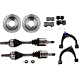 7-Piece Kit Front, Driver and Passenger Side Axle Assembly - New 7-Piece Kit 4WD, Includes (1) Brake Pad Set, (2) Control Arm, (2) Brake Disc and (2) Axle Assembly