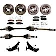 2013 Toyota Highlander - 10-Piece Kit Front, Driver and Passenger Side Axle Assembly, Front Wheel Drive, FWD, 3.5L 6Cyl Includes (4) Brake Disc, (2) Brake Pad Set, (2) Control Arm and (2) Axle Assembly