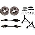 7-Piece Kit Front, Driver and Passenger Side, Lower Control Arm, AWD, Performance Brakes, Includes (2) Axle Assembly, (2) Brake Disc, (1) Brake Pad Set, and (2) Control Arm