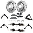 9-Piece Kit Front, Driver and Passenger Side, Upper and Lower Control Arm Kit, Includes (2) Axle Assembly, (4) Control Arm, (2) Disc, and (1) Pad Set