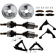 9-Piece Kit Front, Driver and Passenger Side, Upper and Lower Control Arm Kit, Includes (1) Brake Pad Set, (4) Control Arm, (2) Axle Assembly and (2) Brake Disc