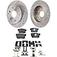 2009 Honda Civic - 2-Wheel Set Rear Brake Disc and Pad Kit, Cross-drilled and Slotted 5 Lugs 259.59 mm Ceramic Pro-Line Series, Includes (1) Brake Pad Set and (2) Brake Disc