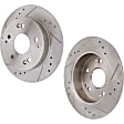 2009 Honda Civic - 2-Wheel Set Rear Brake Disc and Pad Kit, Cross-drilled and Slotted 5 Lugs 259.59 mm Ceramic Pro-Line Series, Includes (1) Brake Pad Set and (2) Brake Disc