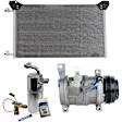 3-Piece Kit A/C Compressor with A/C Condenser and A/C Service Kit (A/C Accumulator, Expansion Valve, Orifice Tube, and A/C O-Ring and Gasket Seal Kit), 4-Groove Pulley, Two Bolts to Mount the Hoses