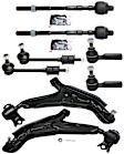 8-Piece Kit Front, Driver and Passenger Side, Lower Control Arm Kit, Includes (2) Control Arm, (2) Sway Bar Link, and (4) Tie Rod End
