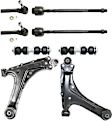 8-Piece Kit Front, Driver and Passenger Side, Lower Control Arm Kit, Includes (2) Control Arm, (2) Sway Bar Link, and (4) Tie Rod End