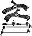 6-Piece Kit Front, Driver and Passenger Side, Lower Control Arm Kit, Includes (2) Control Arm and (4) Sway Bar Link