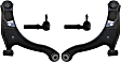 4-Piece Kit Front, Driver and Passenger Side Control Arm Kit, Includes (2) Control Arm and (2) Tie Rod End