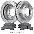 2-Wheel Set Front Brake Disc and Pad Kit, Cross-drilled and Slotted 8 Lugs 355 mm Semi-metallic Pro-Line Series, Includes (1) Brake Pad Set and (2) Brake Disc