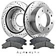 2-Wheel Set Rear Brake Disc and Pad Kit, Cross-drilled and Slotted 8 Lugs 357.12 mm Semi-metallic Pro-Line Series, Includes (1) Brake Pad Set and (2) Brake Disc