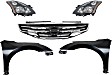 4-Piece Kit Driver and Passenger Side Halogen Headlight, Without bulb(s), OE Replacement, Sedan, Includes (1) Headlight, (1) Grille Assembly and (2) Fender