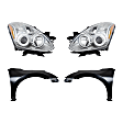 3-Piece Kit Driver and Passenger Side Halogen Headlight, Without bulb(s), OE Replacement, Sedan, Includes (2) Fender and (1) Headlight