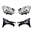 3-Piece Kit Driver and Passenger Side Halogen Headlight, Without bulb(s), OE Replacement, Includes (2) Fender and (1) Headlight