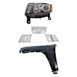 3-Piece Kit Driver Side Halogen Headlight, Includes (1) Fender, (1) Grille Assembly, and (1) Headlight