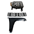 3-Piece Kit Passenger Side Halogen Headlight, Includes (1) Fender, (1) Grille Assembly, and (1) Headlight, CAPA Certified