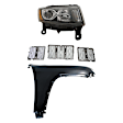 3-Piece Kit Passenger Side Halogen Headlight, Includes (1) Fender, (1) Grille Assembly, and (1) Headlight, CAPA Certified